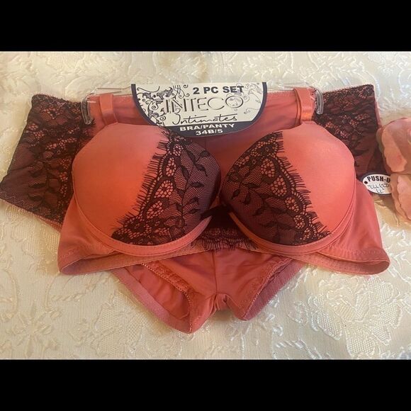 🛍Inteco Intimates 2 pc lace push Up Bras & panty Set - Picture 11 of 12